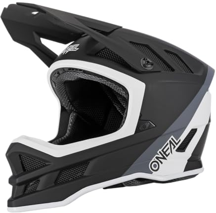 O'NEAL | Mountainbike-Helm | MTB Downhill | Dri-Lex® Innenfutter, Ventilationsöffnungen für Kühlung, Fiberglas Außenschale | Blade HYPERLITE Helmet Charger V.22 | Erwachsene | Schwarz Weiß | Größe L