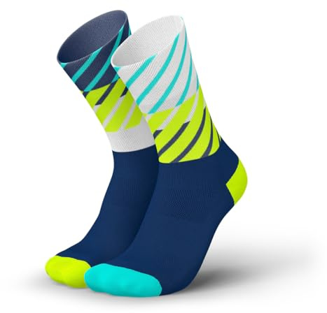 INCYLENCE Laufsocken für Damen und Herren mit leichter Kompression,1 Paar (DE/NL/SE/PL, Numerisch, 43, 46, Regular, Regular, Diagonals Navy Canary)