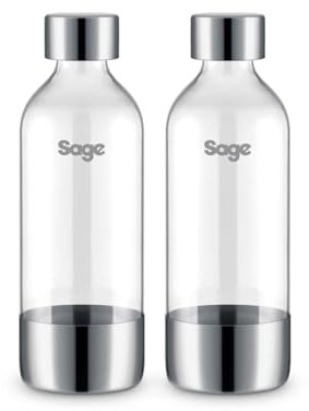 Sage - The InFizz Bottles 1L - Flasche kompatibel mit dem InFizz Fusion Home Wassersprudler - 2er Pack, Gebürsteter Edelstahl