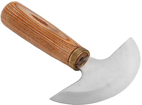 Coltello in Pelle a Testa Tonda, Coltello da Lavoro in Pelle Coltello Tondo Per Lavorazione della Pelle con Manico in Legno, Coltello Tondo Per Lavorazione della Pelle a Mezza Luna E Taglierino Per Ta
