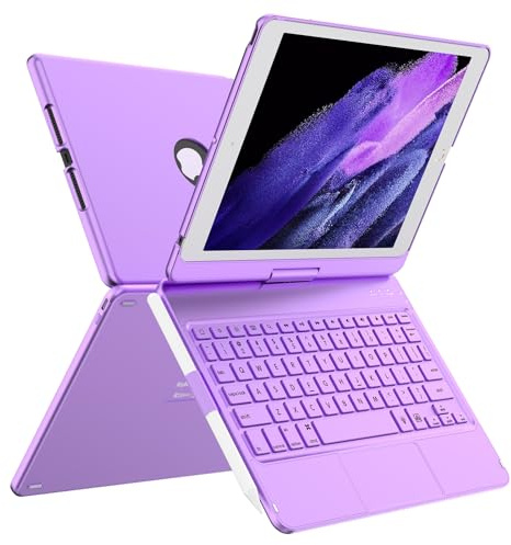 TQQ Keyboard Case for iPad 9th Generation with Multi-Touch Precision Trackpad, 10 Color Backlight, 360° Rotatable, Thin & Light, Compatible with iPad 9th Gen (2021), 8th Gen (2020) and 7th Gen (2019)