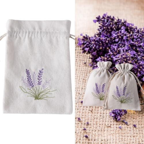 Lavender Sachet Packaging Bag with Storage and Perfume Holders - 5pcs Cotton Drawstring