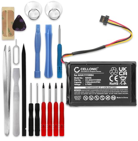 CELLONIC 1x Akku für Navigation Kompatibel mit Tomtom Go 510 (2013), Go 520 (2016), Go 500, AT6 - (1100mAh, 3.7V) + Werkzeug-Set 17tlg