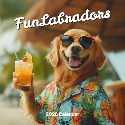 Labrador Calendar 2026 - Labrador Retriever Funny Dog Wall Calendar 2026. Large 12 Month, Month to View with Notes & Checklist Pages, UK Made by Fun Pugs
