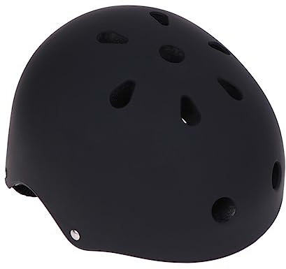 Toyvian Casco Di Sicurezza Per Skate e Bici Calotta Rigida, Regolabile 49-53 Cm, Casco Multisport Per Adulti e Ragazzo Ragazza, Protezione Per Pattinaggio e Carriola, Colore Nero Opaco