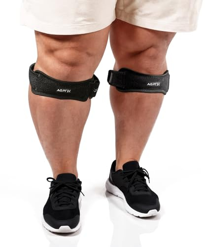 AGPTEK 2 x Rodillera Rotuliana Ajustable para Rodillas Grandes- Alivio de Tendinitis y Artrosis, Estabilización Articular para Running, Senderismo, Tenis y Deportes de Impacto, 53-70 cm