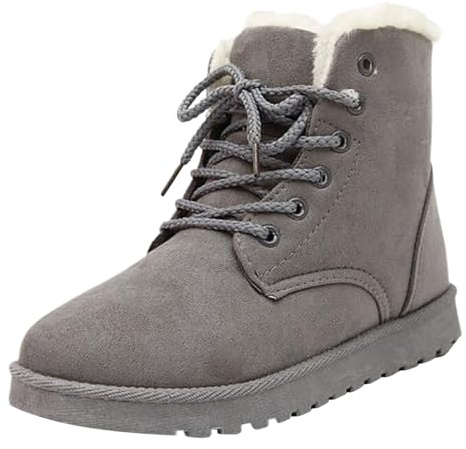 Generisch Stivali corti in pelle accatastati Tacco Stivali da donna Stivali alla moda Stivali da donna, grigio., 41 EU