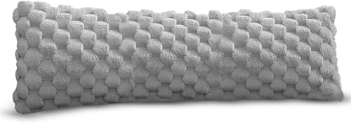 Velosso Luxury Body Support Pillow, Chunky Popcorn Faux Fur Bolster, Long Cushion for Pregnancy, Maternity and Side Sleeping, Soft Hollowfibre Filling (Silver)