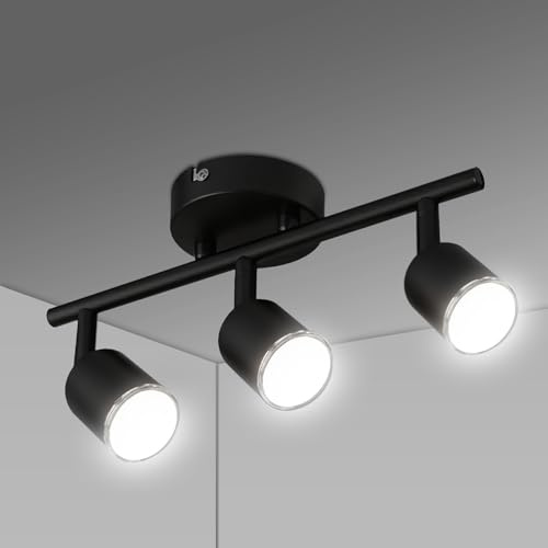 URAQT Faretti da Soffitto Orientabili, Faretti LED da Soffitto con 3 Attacco GU10, Lampadario Faretti LED Soffittos, Moderna Faretto da Parete Interno per Barra, Cameretta,Cucina, Senza Lampadina,nero