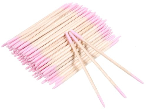 300Pcs Precision Pointed Tip Cotton Swabs, Nail Polish Remover Stick Double Head Microblading Makeup Applicators, Wood Handle Pointed Tip Cotton Swabs for Eyebrow Nail Polish Remover Cleaner Tools