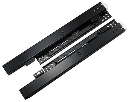 Unterflurführungen Bodenmontage Schubladenschienen,1 Paar Schubladenauszüge Schubkastenauszug Vollauszug, 180 mm Teleskopschienen für Die Bodenmontage (45cm Schwarz)