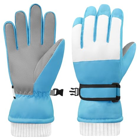 lifwimner Guantes de Esquí Niños, Guantes de Nieve Impermeable Niñas, Guant Invierno Cálido de Polar para Snowboard Deporte Aire Libre