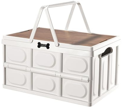 Morezi Outdoor dog toy box chew proof box storage in plastic foldable dog stuff organizer great for pet food organizing toys leashes clothing in outside beige