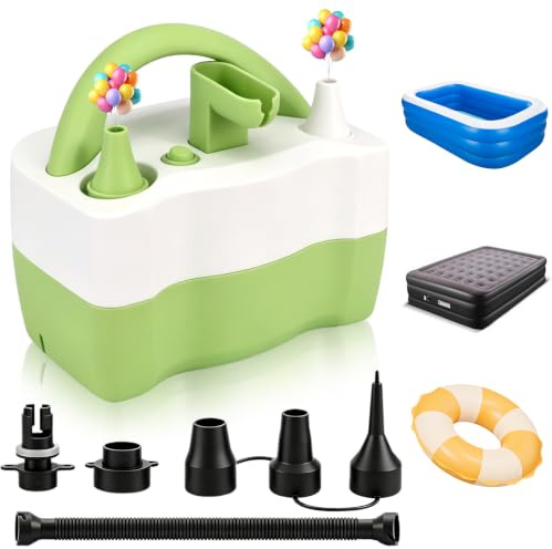 Bombas Eléctricas 600W para Inflar y Desinflar Globos, Flotadores de Piscina y Colchones Hinchables (Verde)