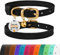 BRONZEDOG Katzenhalsband aus Leder mit Glöckchen, Nicht abreißbar, QR-Tag für Mädchen und Jungen (Schwarz und Gold, 18-23 cm)