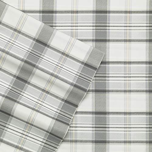 Eddie Bauer - King Sheets, Cotton Percale Bedding Set,4 pcs, Crisp & Cool Home Decor (Chinook Grey, King)