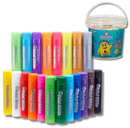 Little Brian Paint Sticks For Kids - 20 Pack Assorted Colours & Fun Storage Bucket - Mess-Free, Easy Clean Up, Fast Drying Action, Vibrant Colours, Multi-Surface, Twist & Paint