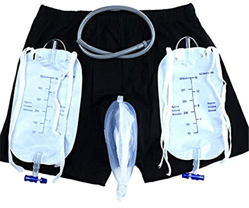 DYHQQ Inkontinenzhose für Männer mit Urinbeutel tragbarer, auslaufsicherer Bein-PIPI-Katheterhalter für ältere Menschen,M