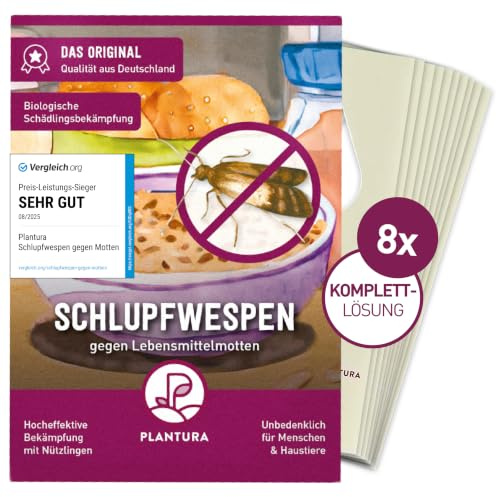 Plantura Schlupfwespen gegen Lebensmittelmotten, 24 Karten | Hochwirksame Bekämpfung mit Nützlingen, Trichogramma, Alternative zu Mottenkugeln