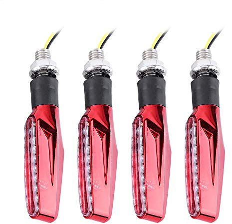 KIMISS 4Pcs Moto Clignotant, Universel 9 LED Voyant Clignotant Lampe Ambre Lumière(rouge)