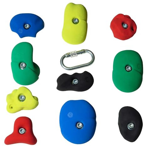 Sport-Thieme Kinder Klettergriff-Set Leicht | 10 Griffe mit Befestigungsschrauben | Indoor & Outdoor | Lebensmittelunbedenklich, UV-beständig | Hautfreundlich | DIN EN 12572, DIN EN 1176