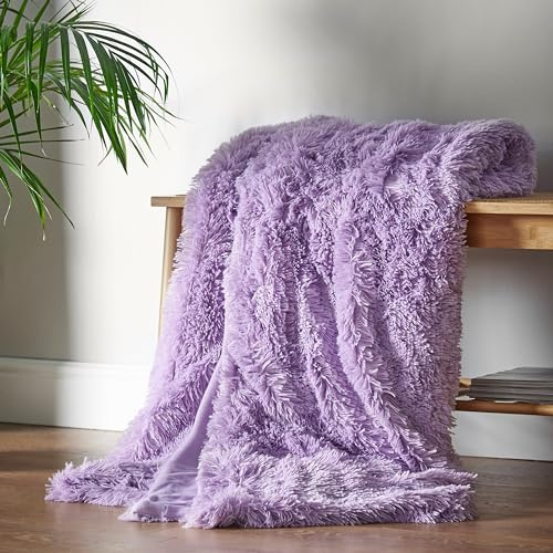 Catherine Lansfield Cuddly Deep Pile Faux Fur 150x200cm Blanket Throw Heather