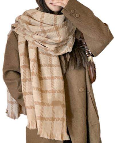 OKSakady femmes Écharpe à carreaux doux chaud châle épais foulard femmes hiver volé couverture