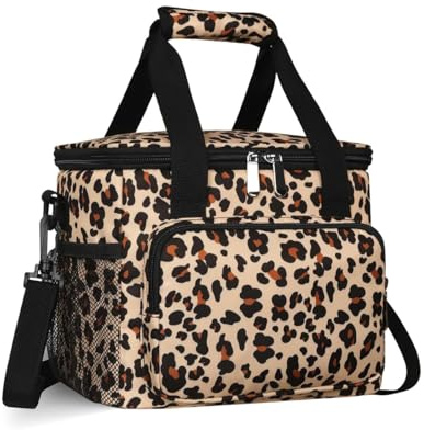 Morbuy 16L Cool Bag Reusable Cooler Bag, Outdoor Picnic Bag Insulated Cold Hot, Cooler Lunch Bag Cool Bags for Lunch, Picnic, School, Work, (Leopard,16L)