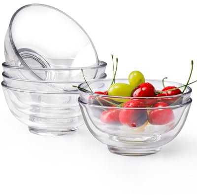 NUTRIUPS Ciotole in vetro piccole da 10,9 cm, set da 6 ciotole da dessert in vetro, 300 ml