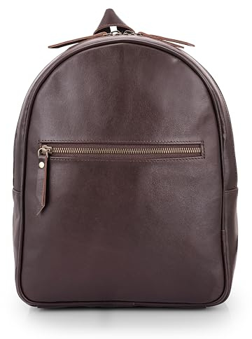 URBAN LEATHER Mochila Pequeña De Piel Para Portátil De 12 Pulgadas Para Mujer, Color Café, Estilo Clásico, Bolsa De Día Con Cordón, Marrón