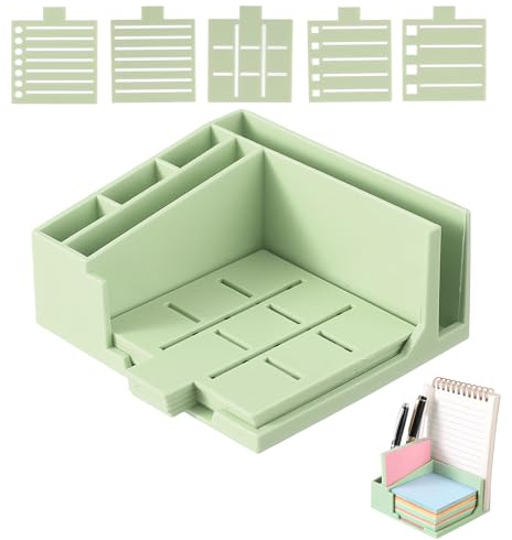 Generisch Haftnotizhalter, Multifunktionaler Zettelbox, Notizzettel Box Mit 5 Schablonen Und Stifthalter, Schreibtisch Organizer, Büro Zubehör Für Männer Und Frauen