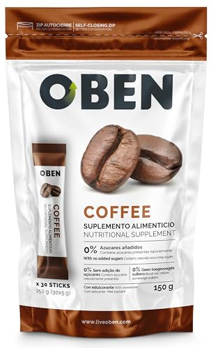 OBEN Nutrition Café, Suplemento Dietético en Polvo, Sabor Café, con L-Carnitina, Cafeína Natural, L-Fenilalanina, Extracto de Té Verde, para Quemar Grasa y Energía