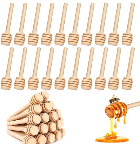 ZXBBTZ 60 PCS Palitos de Madera para Miel 8 cm, Palitos de Madera para Miel, Cucharas de Bambú con Ranuras, Mini Agitadores deMiel, Palitos para Charcutería para Bodas y Fiestas Bares de Postres