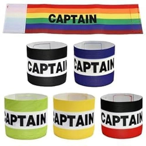 Dexpally 6 Pcs Kids Captain Armband Football Adjustable Soccer Captain's Arm Bands Multicolor Team Leader Accessories for Youth Sports Hockey Rugby Netball
