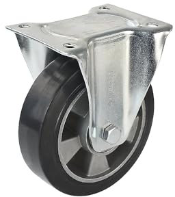 Proroll | Ruota in gomma piena elastica | nera | Ø x larghezza ruota 160 x 50 mm | rotella a supporto fisso