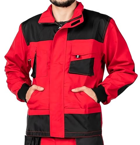 Mazalat Giubbotto da lavoro uomo, Giacca da lavoro, Doppia tasca per attrezzi da lavoro, Taglie Grandi Fino S-3XL, Giubbino da lavoro uomo. Abbigliamento da lavoro Qualita, Work jacket (XXXL, Rosso)