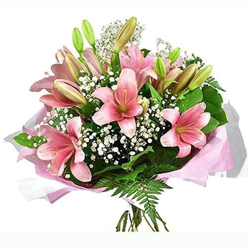 Fresh Pink Lily Bouquet Pastel Flower Seasonal Floral Occasion Arrangement for Celebrations Birthdays, Anniversaries, Weddings, Sympathy, Festive Gift, just because