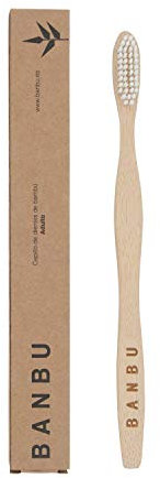 Cepillo de Dientes de Bambú | Cerdas Suaves | Biodegradable | BANBU (Blanco, Normal)