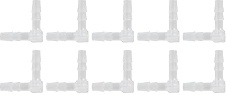 10 Uds Codo de 90 Grados Espiga para Manguera Plástico Igual Adaptador de Junta de Púas en Forma de L Accesorio de Manguera para Acuario Aire Agua Combustible Aceite Gase Inerte(4mm)