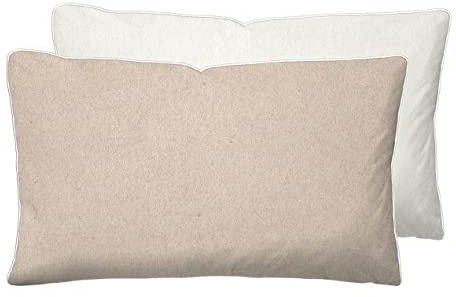 biberna Melange-Flanell Kissenbezug 40x60 cm, 100% Baumwolle, Biber, Flanell wärmend, weich & kuschelig, Reißverschluss, mit Paspel, Winter & Herbst, Uni, beige, Modell 0840500