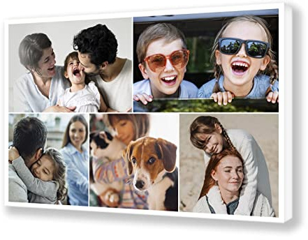 OOPS ORIGINALOOPS.COM, Lienzo collage personalizado con tus fotos. De 2 a 13 fotos, varios tamaños. Regalo personalizado. (45x30, 5 fotos - Rectangular)