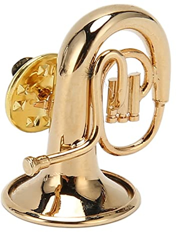 Broche de Tuba Miniature 2 Pouces, Broche de Revers en Laiton, Étui à Instruments doublé de Velours Rouge pour Concert, Accessoire de Musique