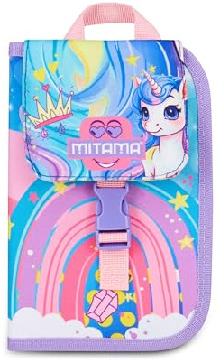 Mitama Schulmäppchen mit 4 Reißverschlüssen, lila, Stiftehalter mit Dreifachfach, komplett mit Stiften, Bleistiften, Farben, Zubehör Rucksack, Grundschule, Mädchen, Lila, Modern