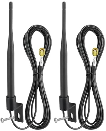 Eightwood Antena WiFi de 6 dBi de doble banda 2,4 GHz, 5 GHz, para exteriores, impermeable, con soporte + cable de extensión RP-SMA de 300 cm para router wifi, amplificador de alcance Gateway