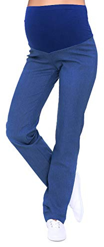 Mija – klassiska bekväma graviditetsbyxor denim mammajeans med magband 3014, Mörkblå denim, 38