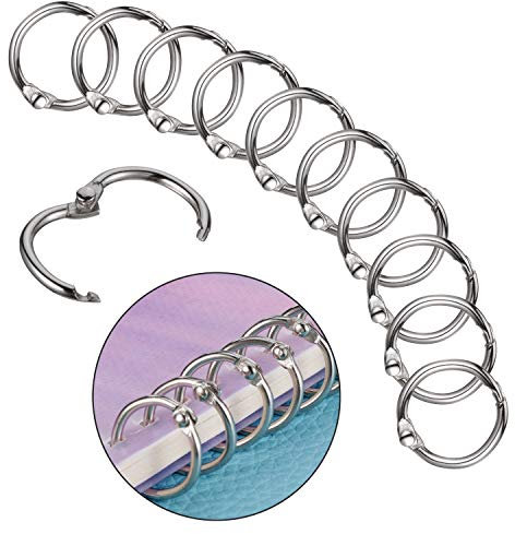 100 Stück Loseblatt Verbinder Ringe, KWOKWEI Buch Ring Metall Buchringe 0,63 Zoll Innendurchmesser, Bücher Ringe Loseblatt Blatt Binder Ring für Memo-Archivierung Namensschilder Fotoalbum Handwerk