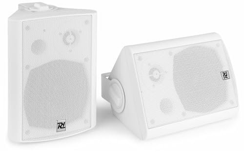 Power Dynamics DS50AW Active Wall Mount Audio System with Bluetooth, Weatherproof 5.25 Speakers, Built-in Amplifier, Subwoofer, Aux & Line Connections, EQ Control, Auto-On, White (50W RMS)
