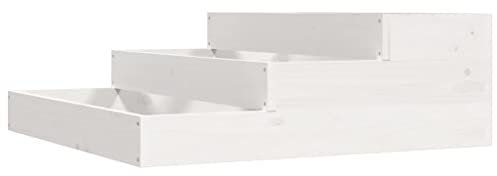 vidaXL Pflanzkübel, Blumenkasten Stufen-Design, Hochbeet für Garten Terrasse, Stufenbeet Kräuterbeet Blumenbeet, Weiß Massivholz Kiefer