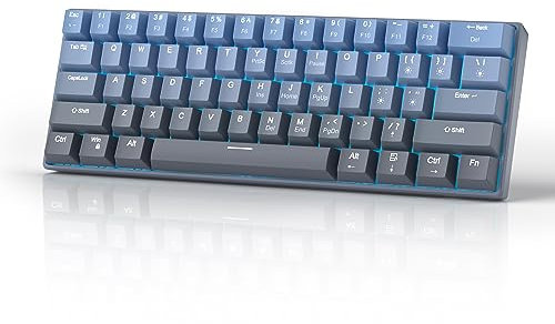 MageGee 60% Mechanical Gaming Keyboard, STAR 61 Compact Blue LED Backlit Wired Keyboards with Hot-Swappable Yellow Switch, Portable Full Keys Anti-ghosting Gaming Keyboard - Gradient Blue