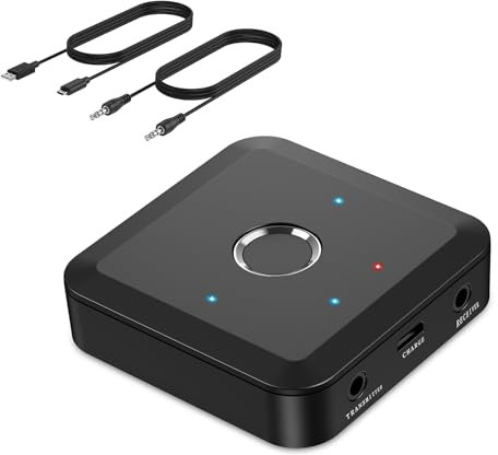 ORIA Bluetooth Transmitter, Bluetooth 5.2 AUX Audio Adapter for TV to Headphones, Dual Connection, Low Latency, Qualcomm CSR Chip, 3.5mm Bluetooth Transmitter Receiver for Airplane, Car, Speakers, Gym